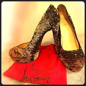 Christian Louboutin “Bianca” Platform Pump in Gold